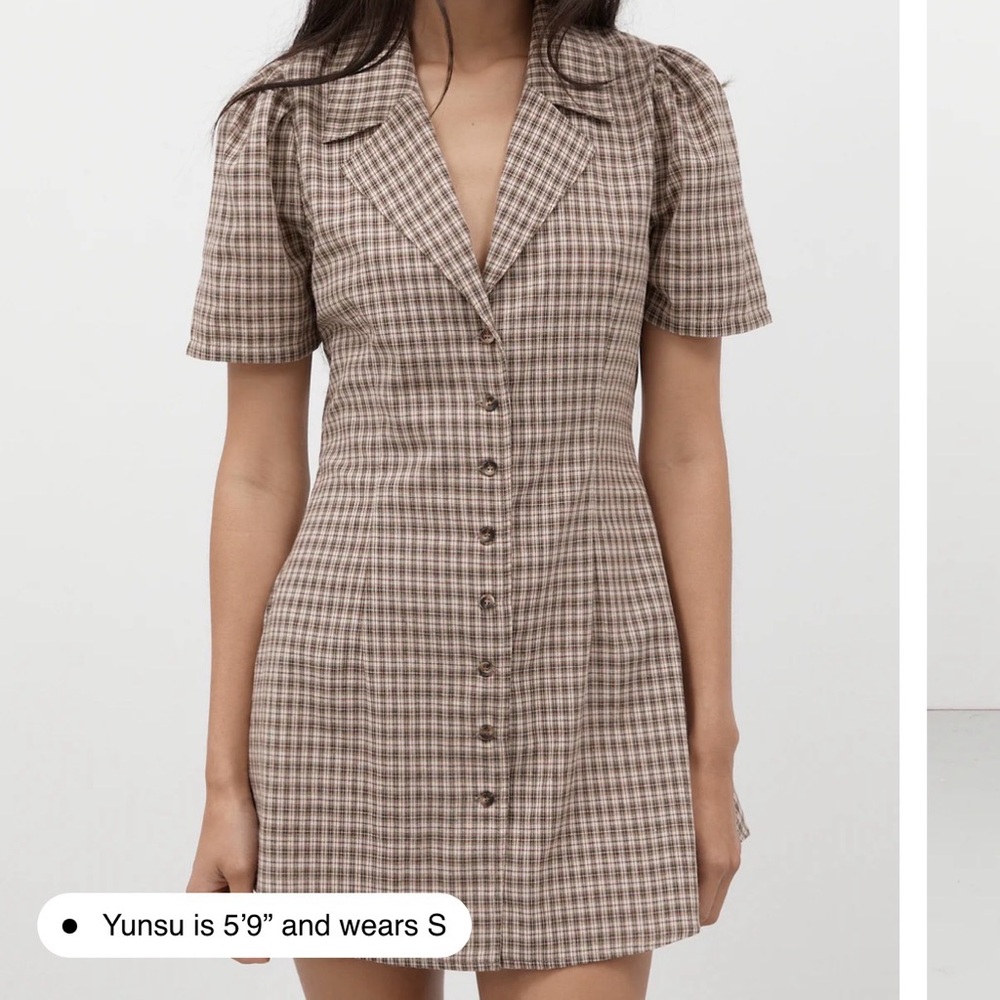 Apres studio toast gingham button front dress siz… - image 1